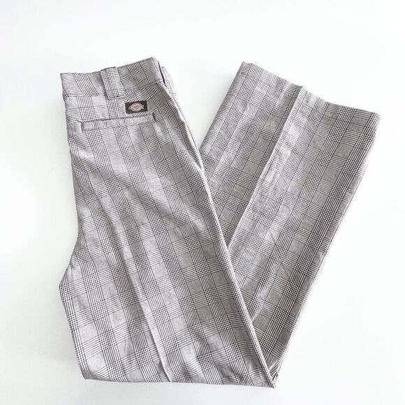 Dickies Womens Houndstooth Straight Trouser Pants Brown Size 8R - Picture 3 of 12